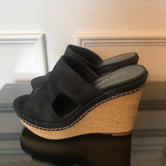 stuart weitzman navy wedges